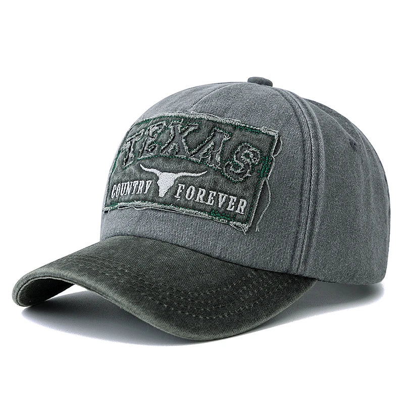 Berretto Baseball Cotone Lavato Unisex Vintage Con Ricamo Texas Motivo Animale Per Uomini Donne All Aperto