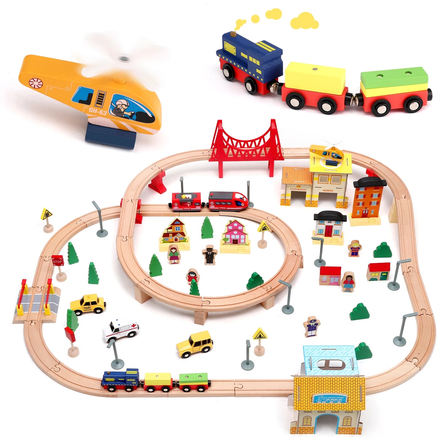Set Di Treni In Legno Montessori 72 E 108 Pezzi Per Bambini Regalo Educativo Di Ingegneria Ferroviaria