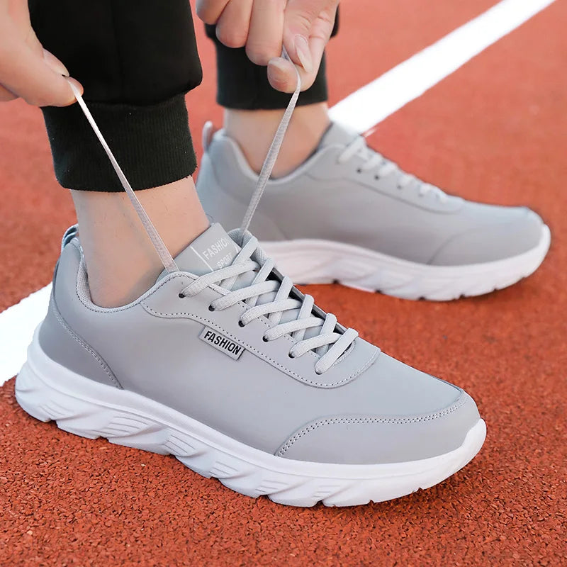 Scarpe da Corsa Uomo Impermeabili in Pelle Sneakers Sportive da Esterno Leggere per Passeggiata e Running