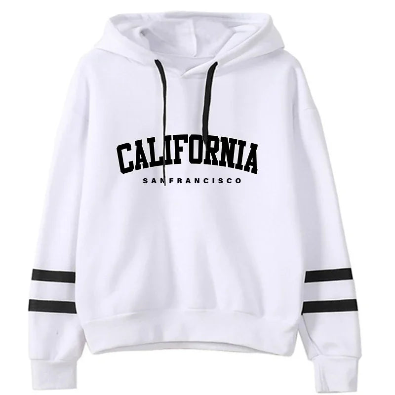 Tuta Da Donna California Stripe Felpa Con Cappuccio Casual Versatile Abito Pantaloni Abiti Da Strada S3XL