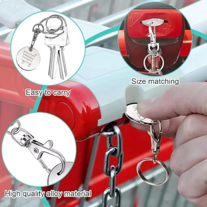 Portachiavi Gettoni Carrello Spesa In Metallo Mini Con Etichetta Monete Per Rimozione Carrello Supermercato Unisex Regali