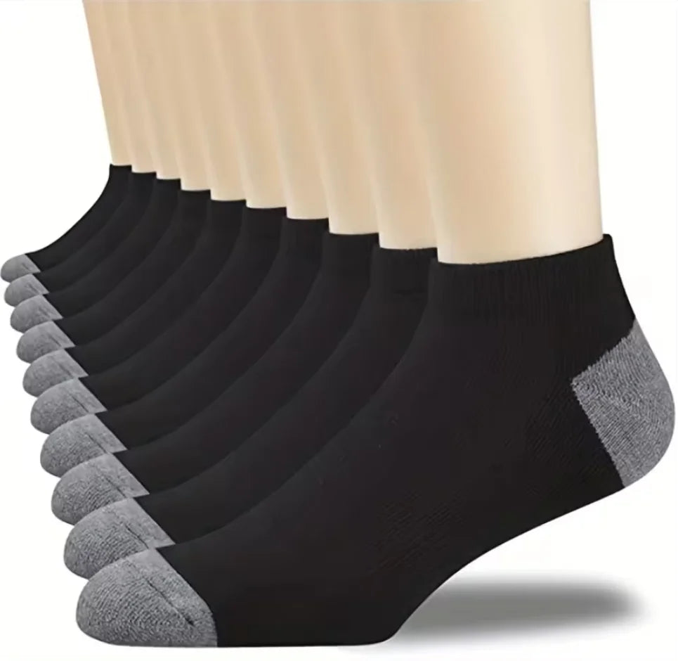 Calze Sportive Uomo in Cotone Bamboo Traspiranti Regolano Umidità per Comfort Tutto il Giorno Autunno Inverno 10 Paia