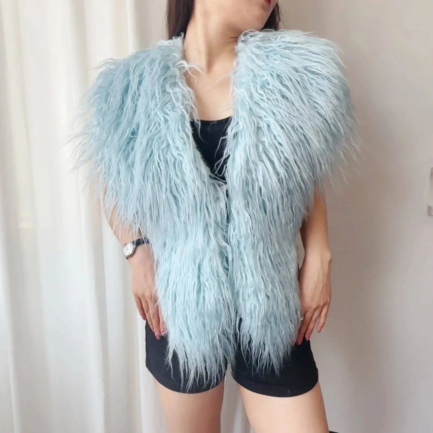 Lanmrem 2025 Gilet Pelliccia Sintetica Donna Imitazione Shearling Chic Autunno Inverno Abbigliamento 2DB4916