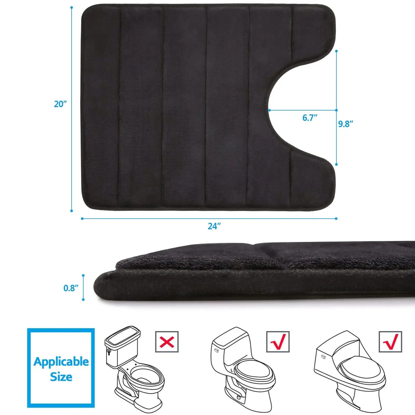 Tappetino Da Bagno A Forma Di U 50x60 Cm Memory Foam Assorbente Antiscivolo Per Pavimento Del Bagno