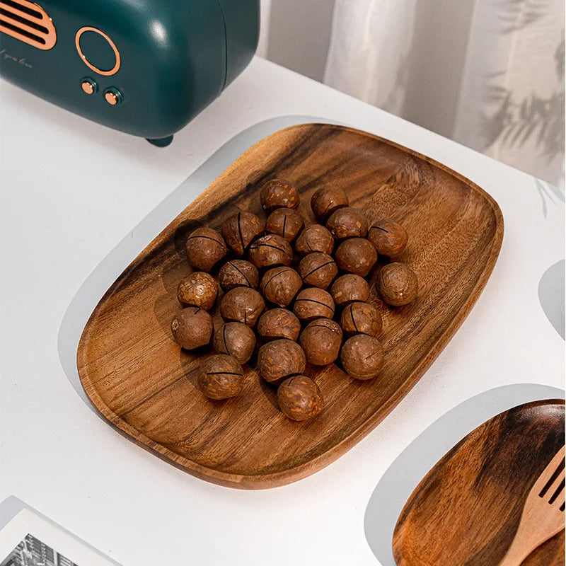 Piatti Piani In Legno Massello Piatto Da Portata Ovale Irregolare Vassoio Per Frutta Secca Sushi Decorazione Della Casa