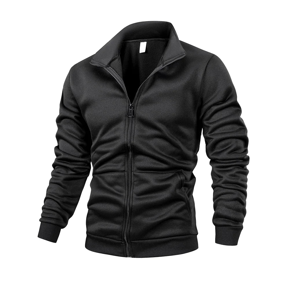 Giacca Uomo Con Cerniera Slim Fit Esterno Streetwear Tinta Unita Calda A Maniche Lunghe Per Primavera Autunno