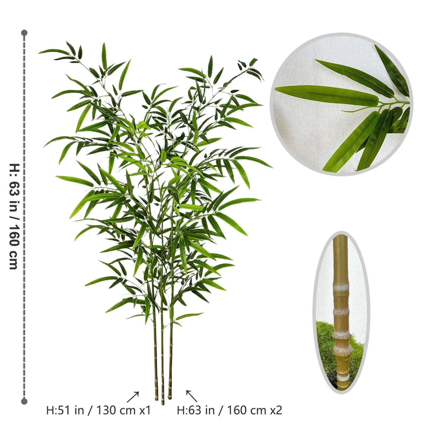 Bambù Artificiale In PVC Verde Altezza Regolabile Da 130 A 210 Cm Per Giardino E Hotel Decorazione