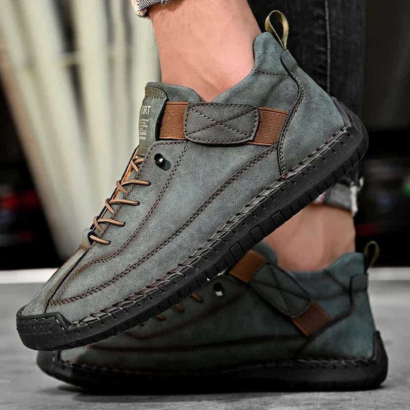 Scarpe In Pelle Cucite A Mano Uomo Scarpe Casual Da Passeggio Antiscivolo Leggere Esterno Taglia 47 48 Mocassini Slip On
