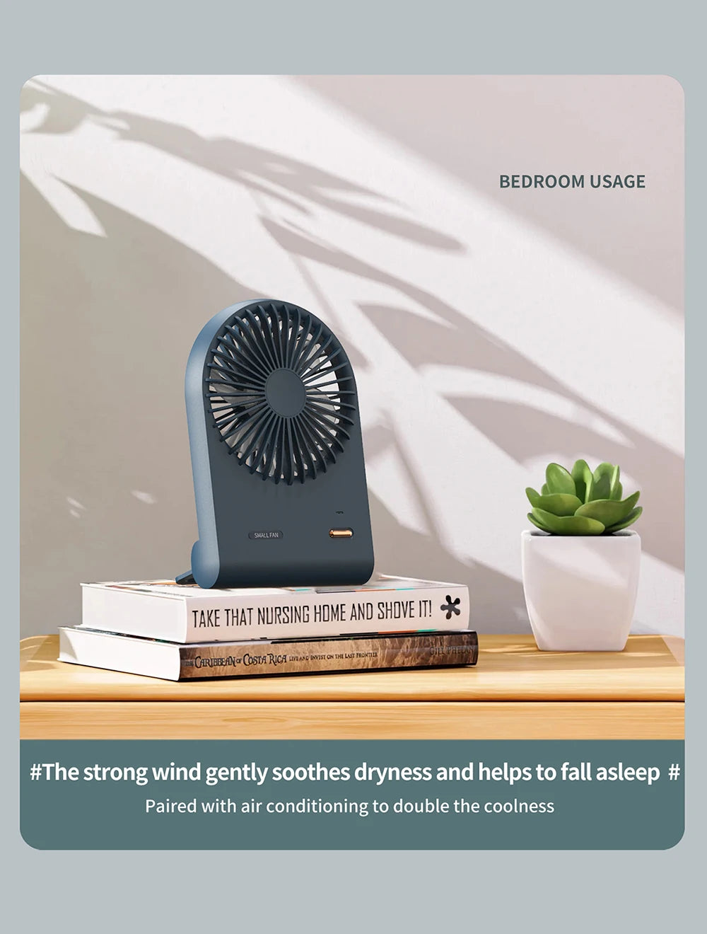 Ventilatore USB Portatile Ricaricabile per Studenti Dormitorio Pratico Compatto Efficiente