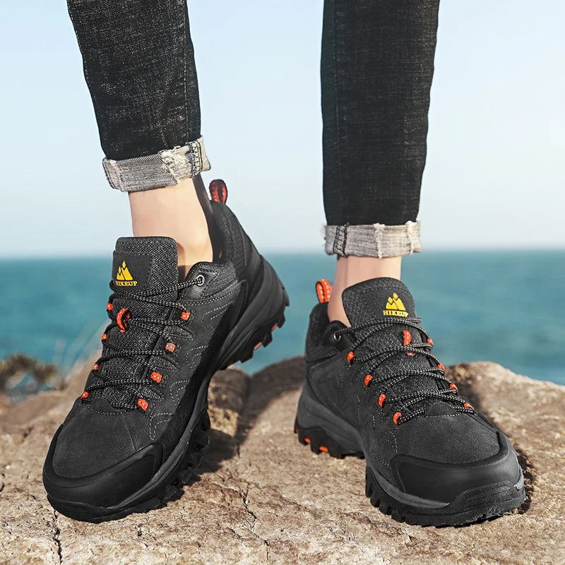 Hikeup Scarpe Da Uomo In Pelle Impermeabili Da Lavoro Invernali Antiscivolo Lusso Moda Stivali Da Uomo