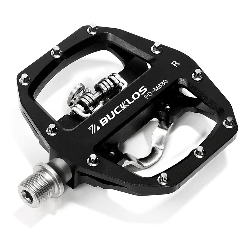 Bucklos Pedali MTB Piatto Piattaforma in Lega di Alluminio con Sistema SPD Integrato Compatibile Mountain Bike