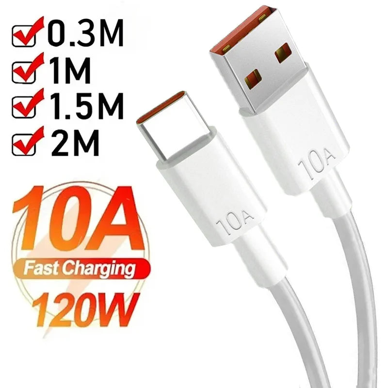 Cavo USB A A USB C 120W 10A Ricarica Ultra Veloce Per Huawei P40 Honor Xiaomi Redmi Dati 0,3m 1m 1,5m 2m