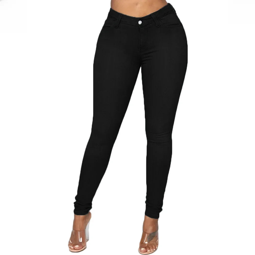 Jeans Da Donna Sexy In Denim A Matita Con Sollevamento Del Sedere Tasche Pulsante Taglia Grande Lunghezza Variabile