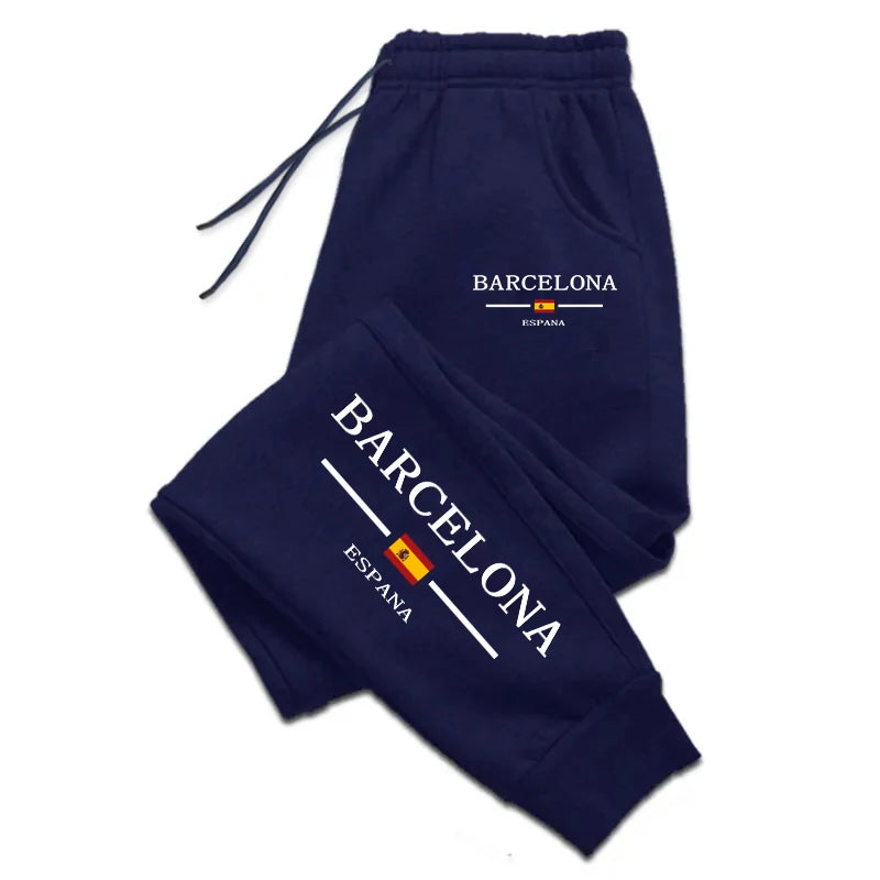 Pantaloni Sportivi Casual Quattro Stagioni Da Uomo Pantaloni Lunghi Da Calcio Stampa Barcellona