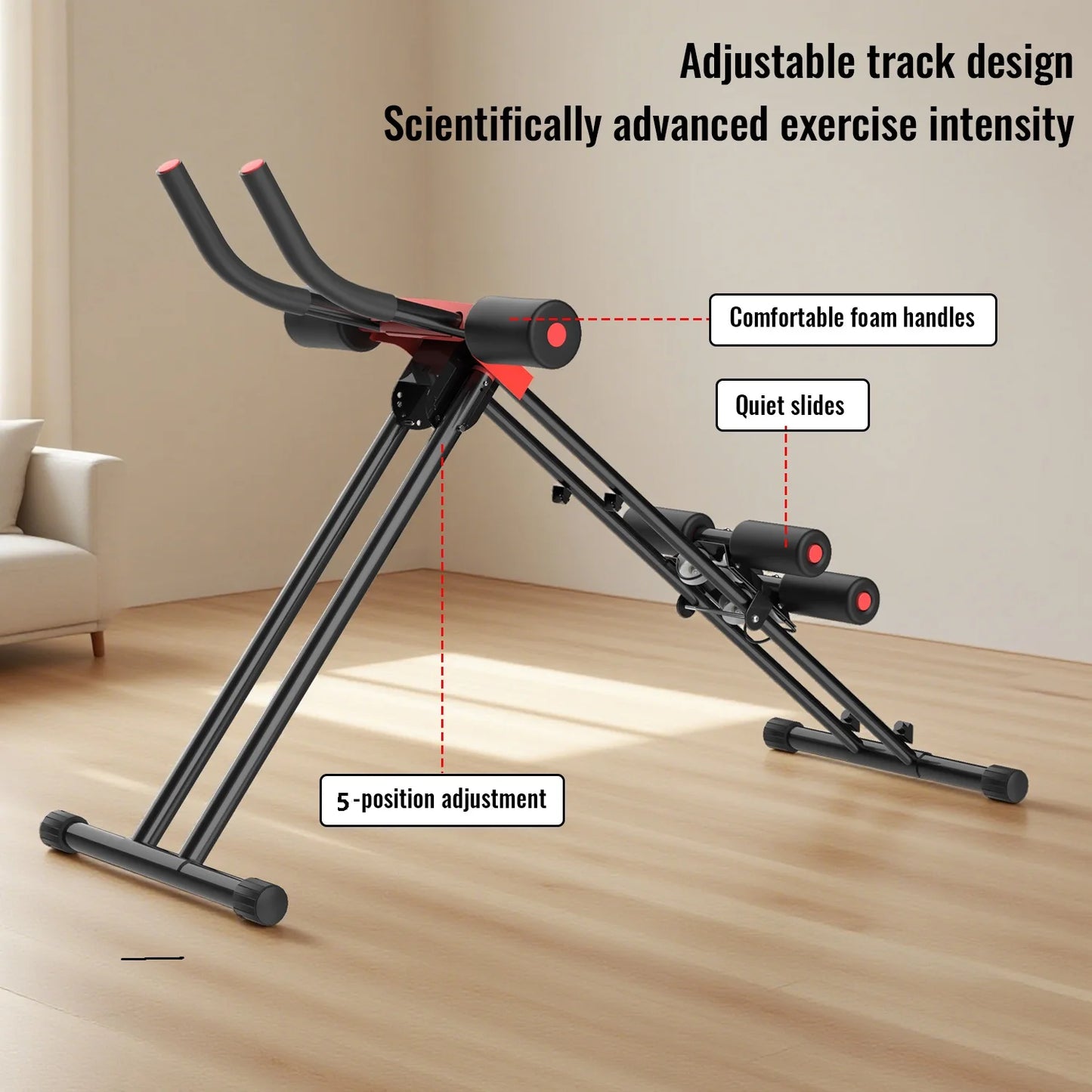 Allenatore Addominale Compatto HGTUGO a 5 Livelli Regolabili Antiscivolo Ergonomico per Allenamento a Casa