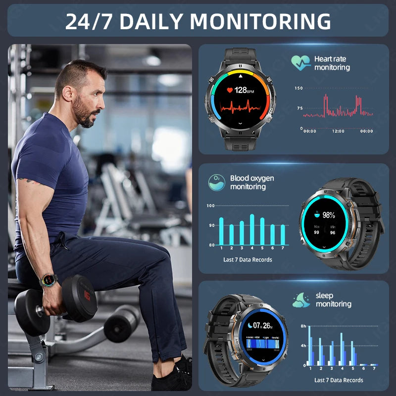 LIGE Orologio Smartwatch Uomo Con Display AMOLED Altimetro Barometro Bussola Batteria 900mAh Ultra Lunga Durata Sportivo
