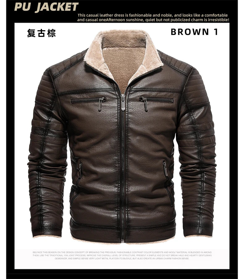 Cappotto Invernale Da Uomo In Pelle PU Addensata Peluche Caldo Retro Stile Urbano