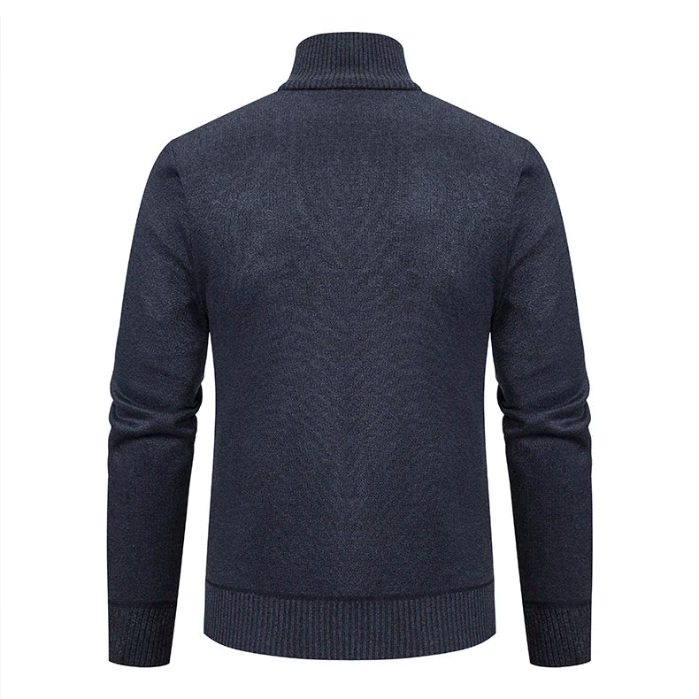 Giacca Ispessita Uomo Autunno Inverno Calda Linea Tendenza Colletto Mandarino Cardigan Lavorato A Maglia Cappotto