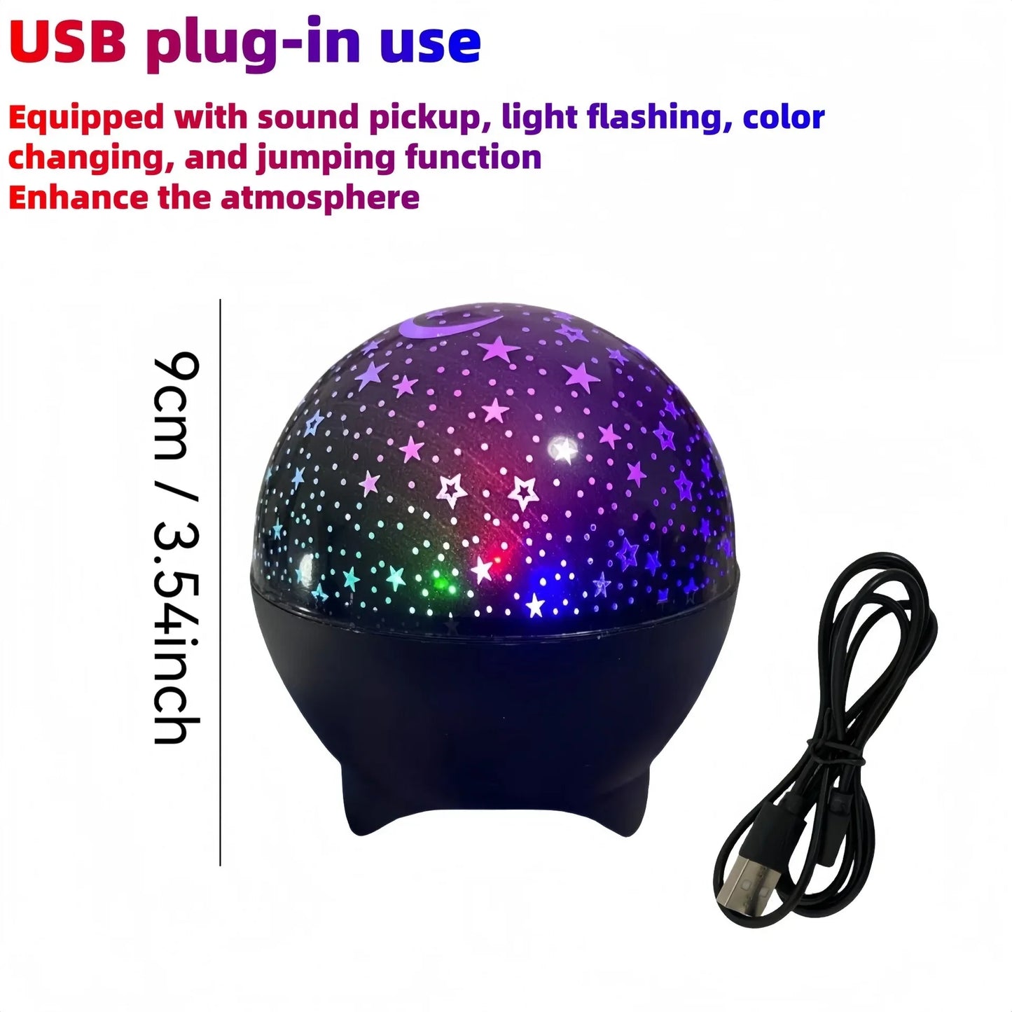 Luce notturna per bambini Proiettore stellare Rotazione di 360 gradi Cambia colore con cavo USB Lampada per l'arredamento dell'atmosfera del soffitto della camera da letto