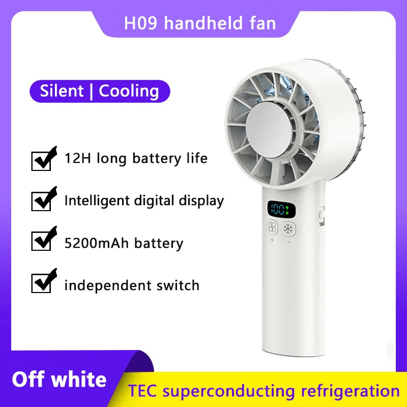 Mini Ventilatore Portatile Da Esterno Con Display LED Refrigerazione Semiconduttore 100 Velocità Vento USB Ricaricabile