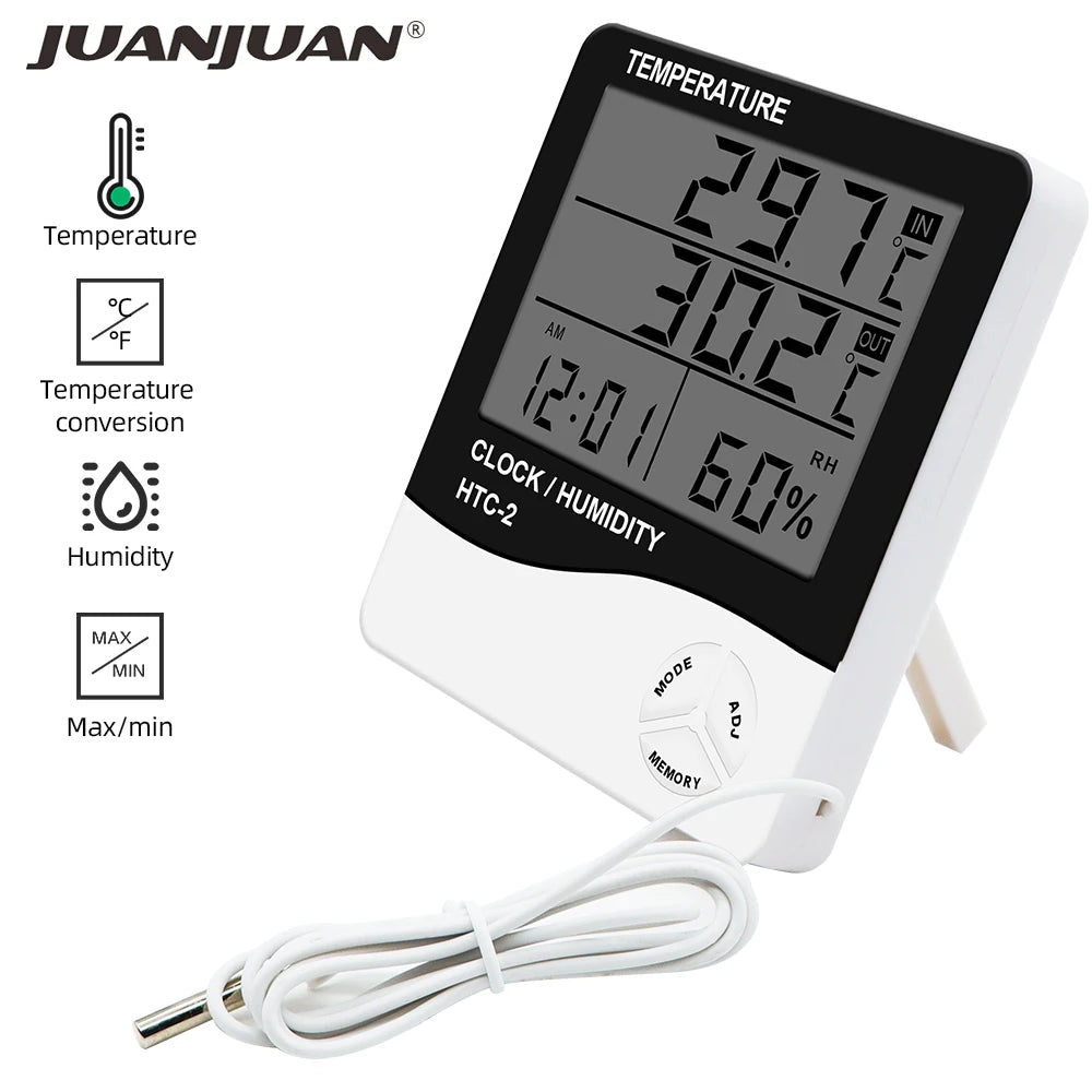 Stazione Meteorologica Multifunzionale Orologio Termometro Igrometro Calendario Display LCD Digitale Temperatura Umidità