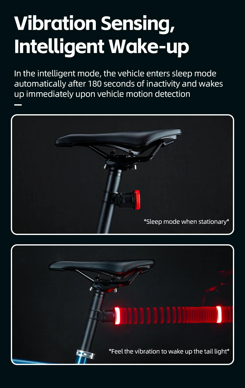ROCKBROS Fanale Posteriore Per Bicicletta Intelligente Ricaricabile Tipo C Impermeabile IPX7 Per Guida Notturna