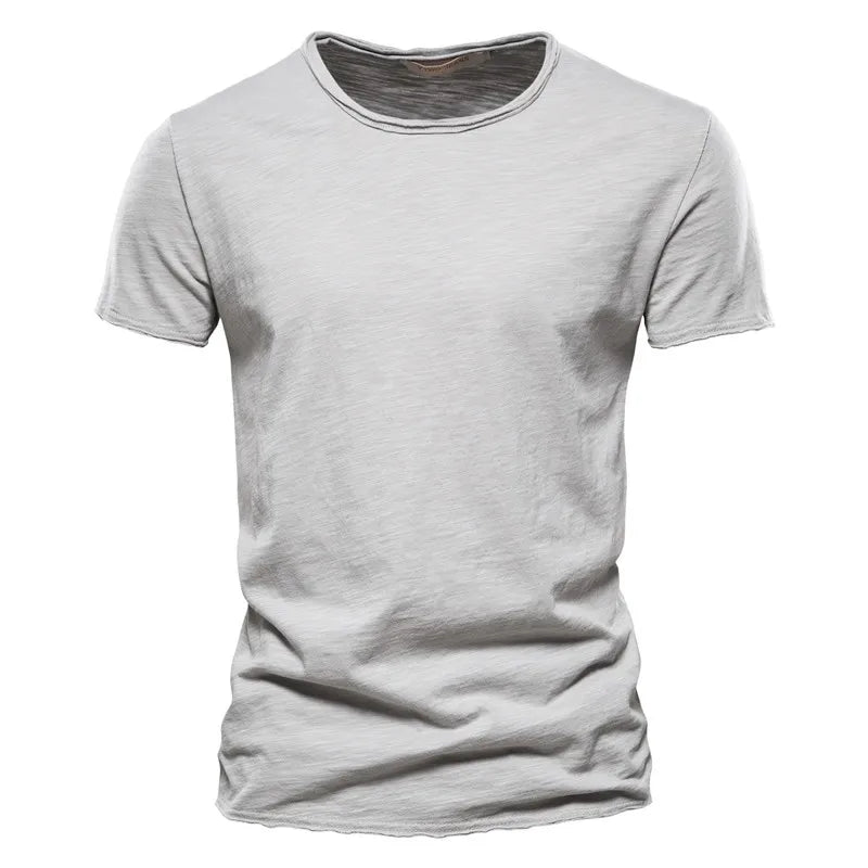 Maglietta Uomo Cotone 100 Percento Con Scollo A V Slim Fit Colore Solido Manica Corta