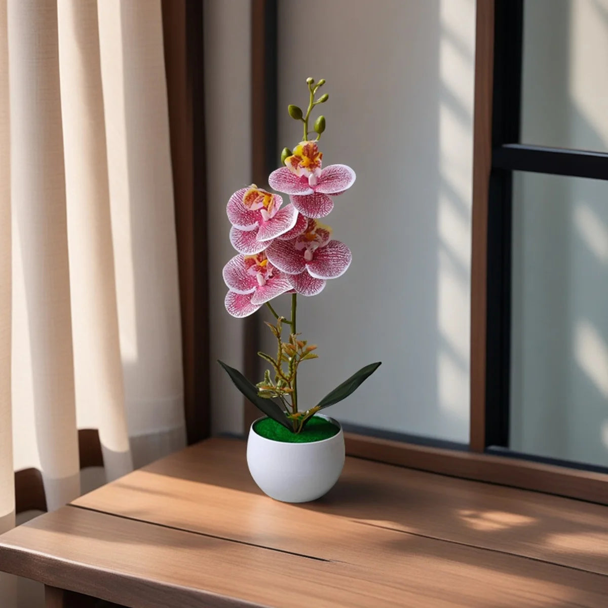 Pianta In Vaso Di Orchidea Artificiale Realistica Con Vaso Di Plastica Per Decorazione Centrotavola Tavolo Per Ufficio