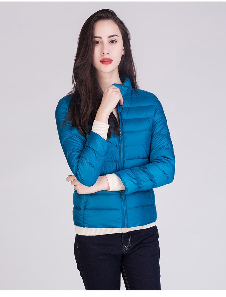 Cappotto Imbottito Femminile Ultraleggero Ripiegabile Collo Alla Coreana Slim Fit Da Ufficio 2023 Nuovi Arrivi