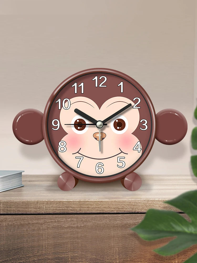 Sveglia Educativa per Bambini Carina Rotonda Silenziosa per Camera da Letto Desktop Decorazione Animale