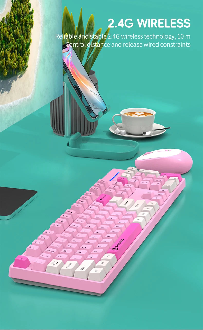 Set Tastiera E Mouse Wireless Per Gaming E Ufficio Compatibile Con Laptop E Desktop Accessori Per Ufficio Incluso