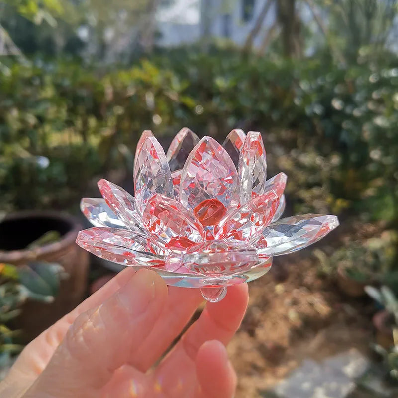 Fermacarte In Cristallo Di Quarzo Fiore Di Loto 80mm Artigianato In Vetro Feng Shui Decorazioni Per Casa Regalo