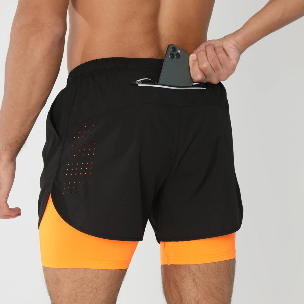 Pantaloncini Da Corsa Da Uomo 2 In 1 Palestra Asciugatura Rapida Pantaloni Corti Sportivi Estivi