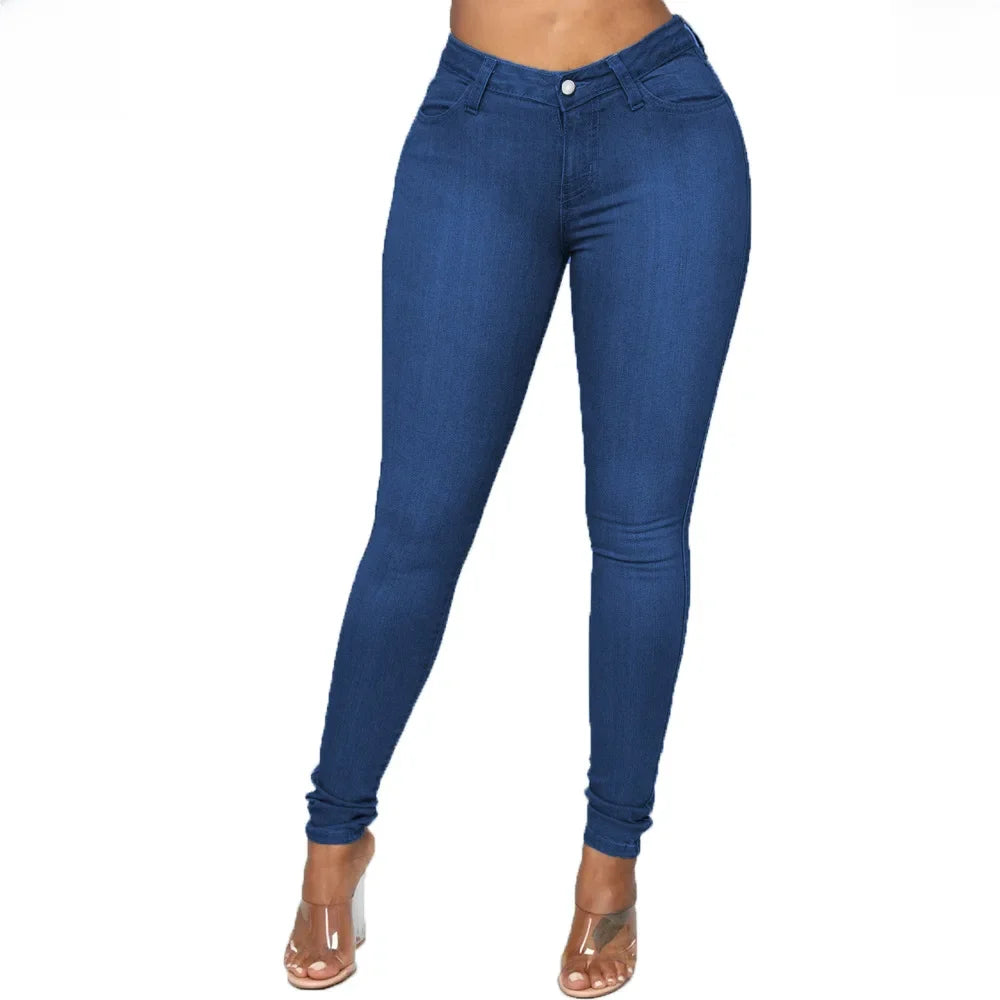 Jeans Da Donna Sexy In Denim A Matita Con Sollevamento Del Sedere Tasche Pulsante Taglia Grande Lunghezza Variabile
