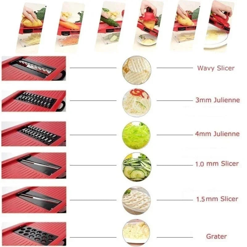 Affettatrice Multifunzione 9 In 1 Per Verdure Frutta Patate Grattugia Con Cestino Trituratore Per Cucina