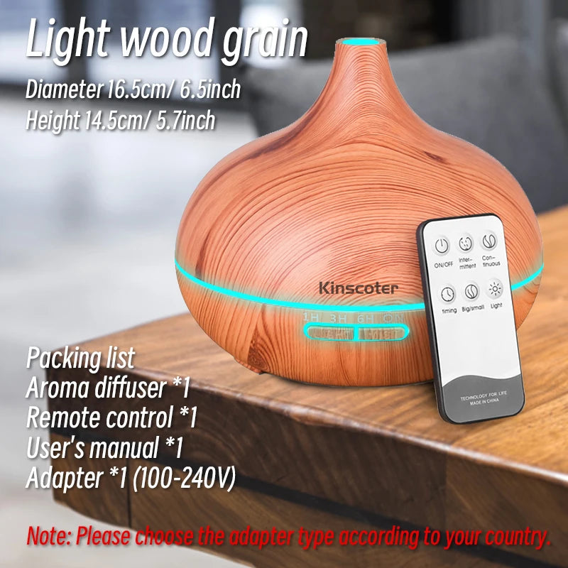 Umidificatore Ad Ultrasuoni Con Telecomando Per Diffusore Di Oli Essenziali Per Aromaterapia 550 Ml Con 7 Colori Di Luce