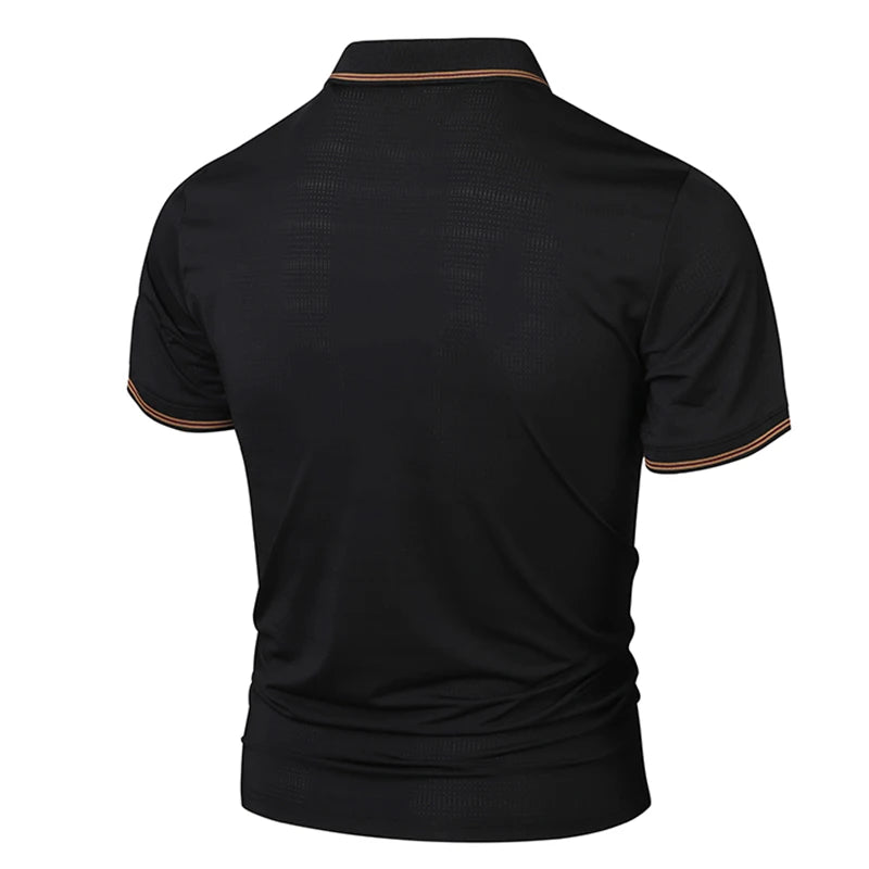 Maglietta Da Uomo Traspirante Estiva Con Risvolto Versatile Top Da Esterno Per Affari E Moda Polo Solido
