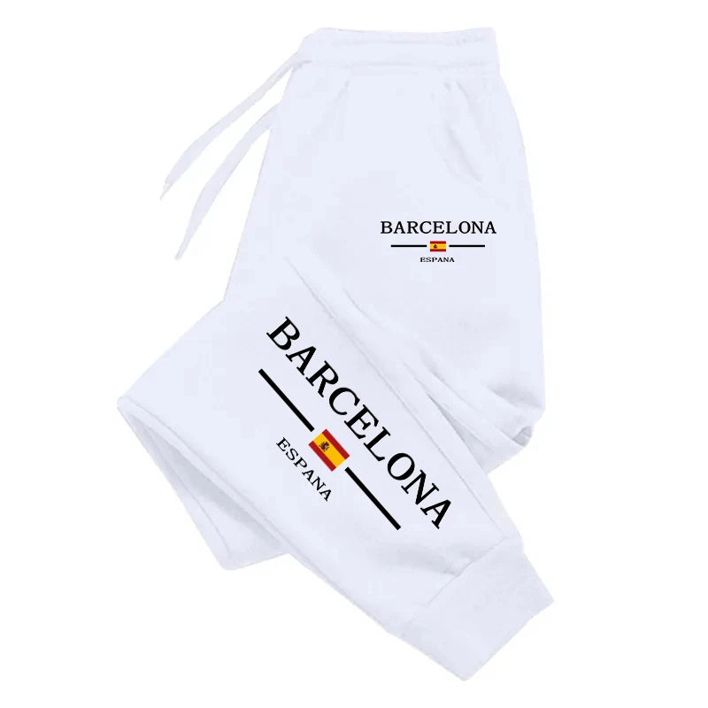 Pantaloni Sportivi Casual Quattro Stagioni Da Uomo Pantaloni Lunghi Da Calcio Stampa Barcellona