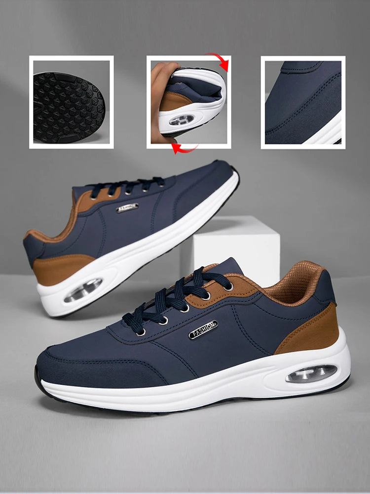 Scarpe Sportive Da Uomo Impermeabili In Pelle Casual Antiscivolo Da Passeggio E Tennis Con Aumento Di Altezza