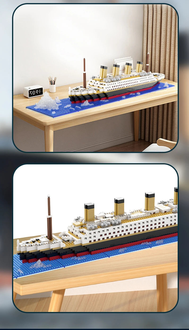 Titanic Giant Puzzle Kit Micro Blocchi Nave da Crociera Desktop Regalo Compleanno Bambini