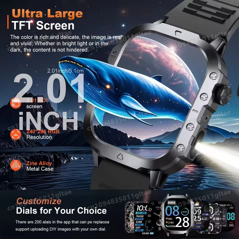 Smartwatch Militare Robusto 2026 Con GPS Chiamate Bluetooth Monitoraggio Salute Fitness Impermeabile 5ATM Per Uomo HW12