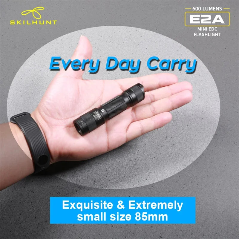 Skilhunt E2A 600 Lumen Mini Torcia LED EDC Tascabile Ricaricabile Compatibile Con Batteria 14500 O AA