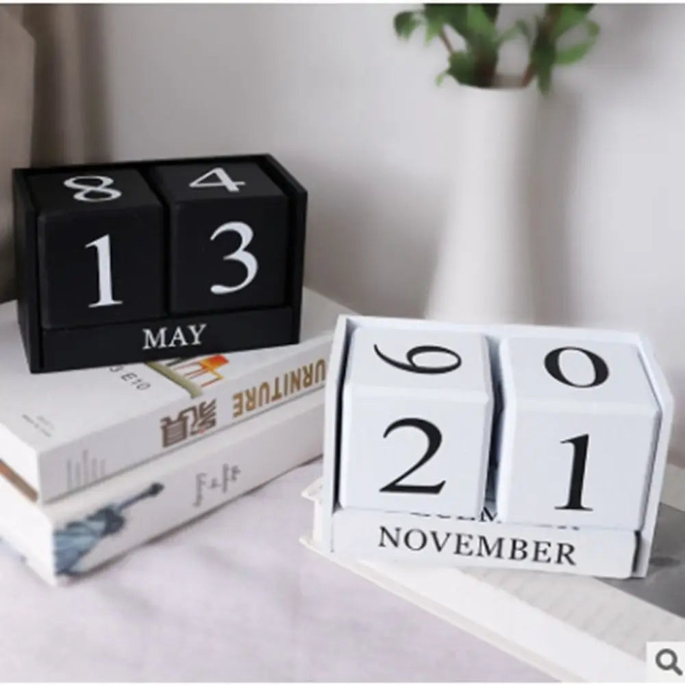 Calendario Perpetuo In Legno MDF Con Blocchi Eterni Display Mensile Stile Pastorale Per Ufficio E Casa Decorativo