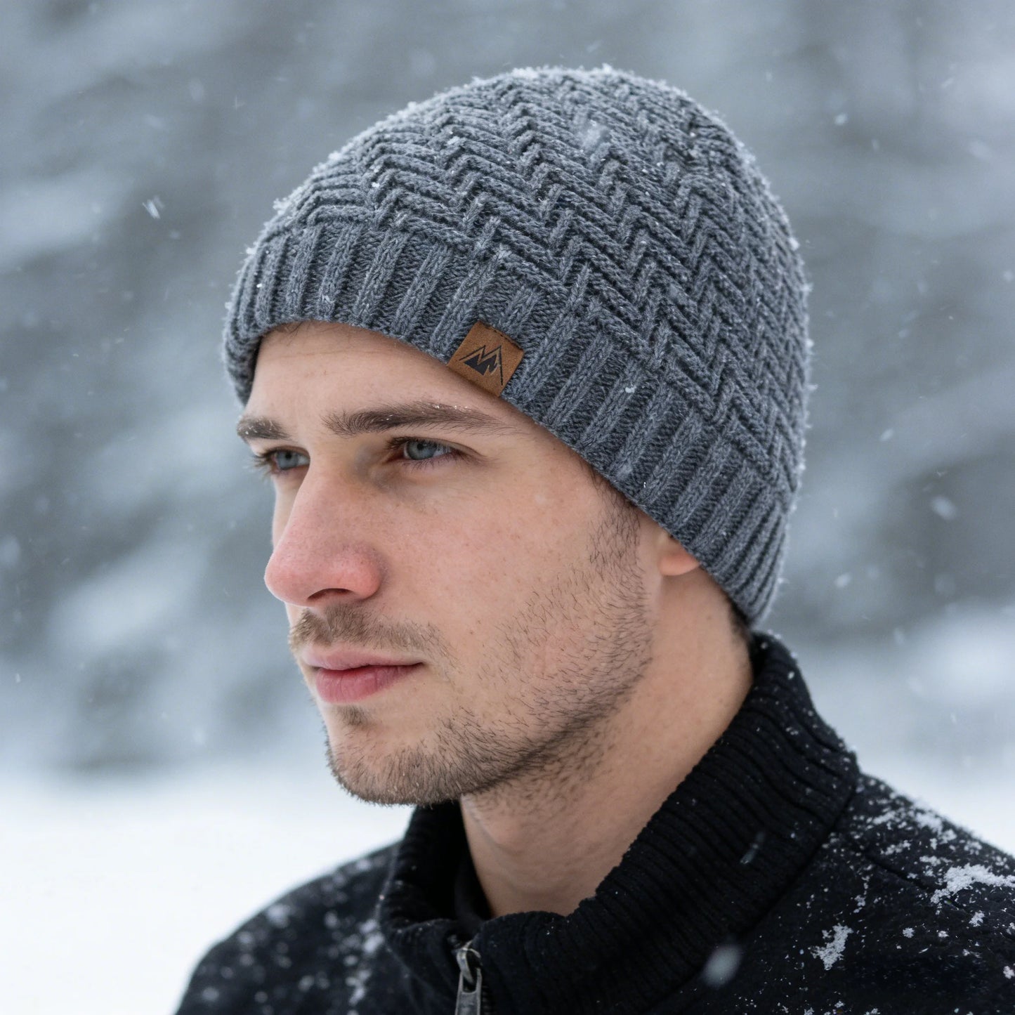 Berretto Invernale Unisex Peak Labal Lavorato A Maglia Con Fodera In Pelliccia Peluche Per Esterni Uomo Donna