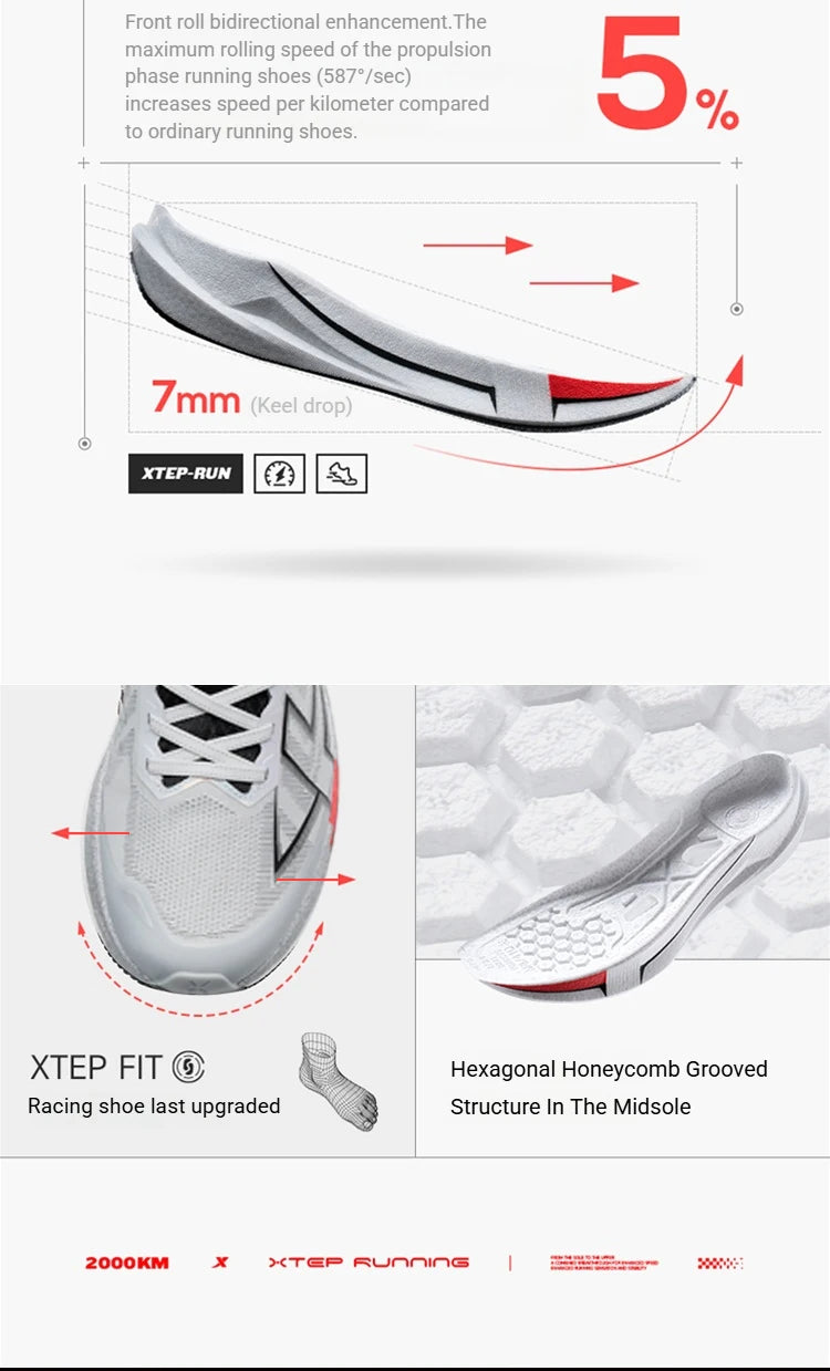 Xtep 2000 Km 5.0 Scarpe Da Corsa Morbide Scarpe Da Ginnastica Universali Resistenti All Usura Leggere Durevoli