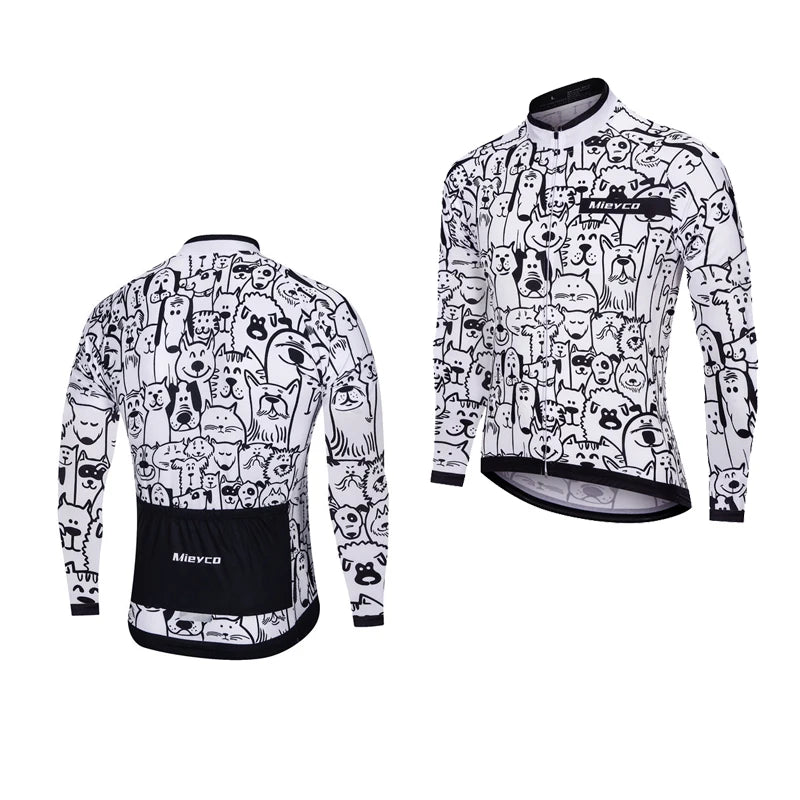MIEYCOM Abbigliamento Ciclismo Uomo Maniche Lunghe Giacca Traspirante Protezione Solare MTB Corsa Primavera Autunno