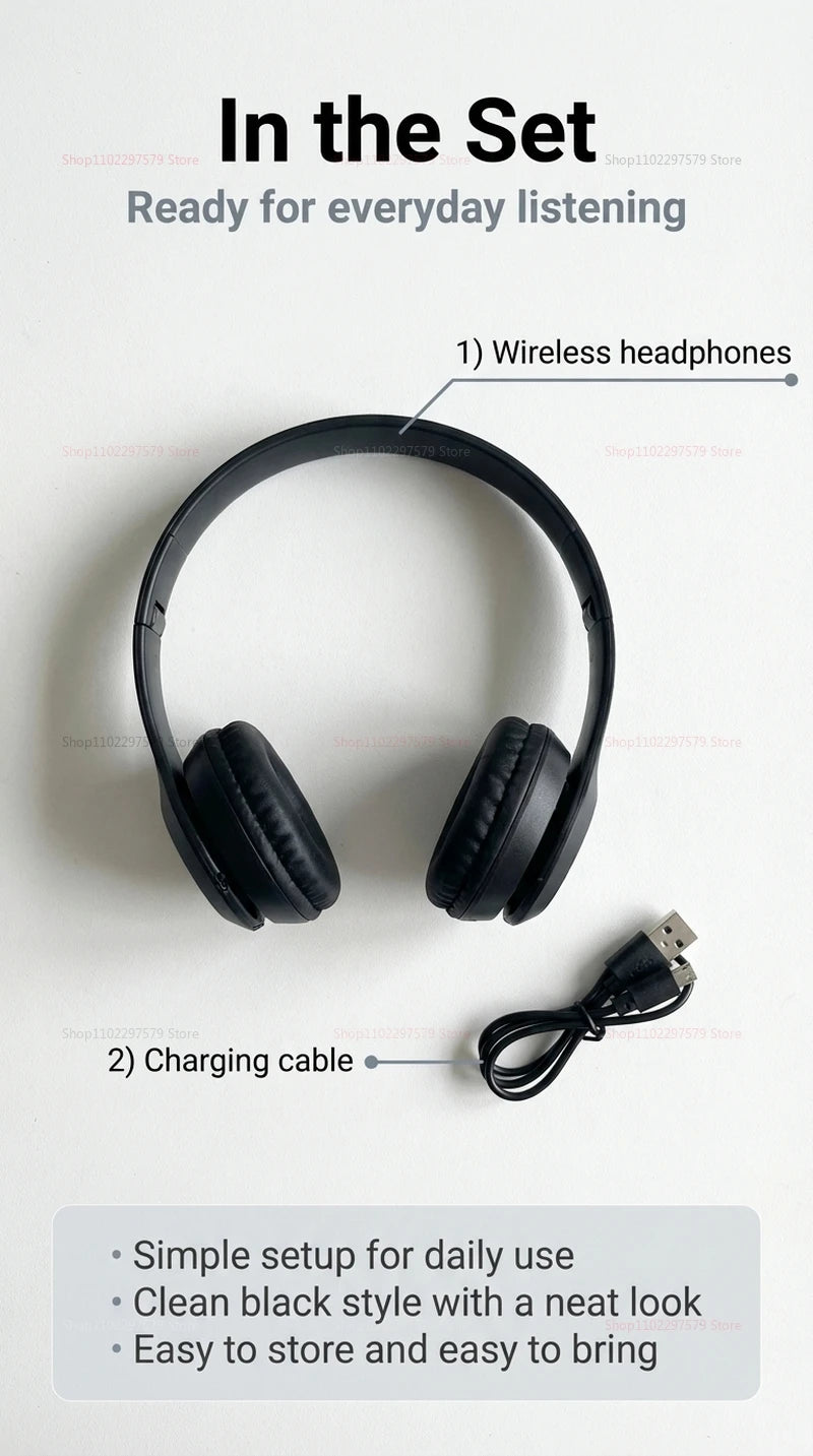Cuffie Wireless Bluetooth Ad Alta Fedeltà Con Microfono HD Integrato Audio Stereo Nitido Connessione Stabile