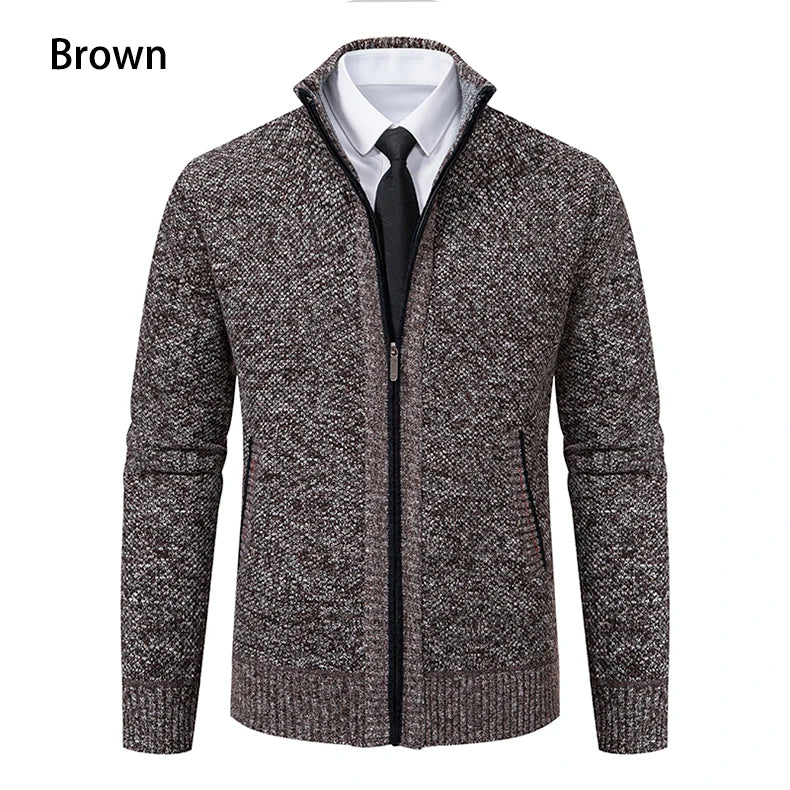 Cappotto Sportivo Casual Da Uomo In Jersey Autunno Inverno Con Colletto Alla Coreana E Cerniera Frontale In Pile