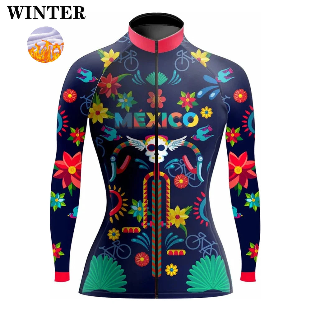 Downorup Maglia Ciclismo Donna Manica Lunga Tutta La Stagione Pile Caldo Leggera Modello L001