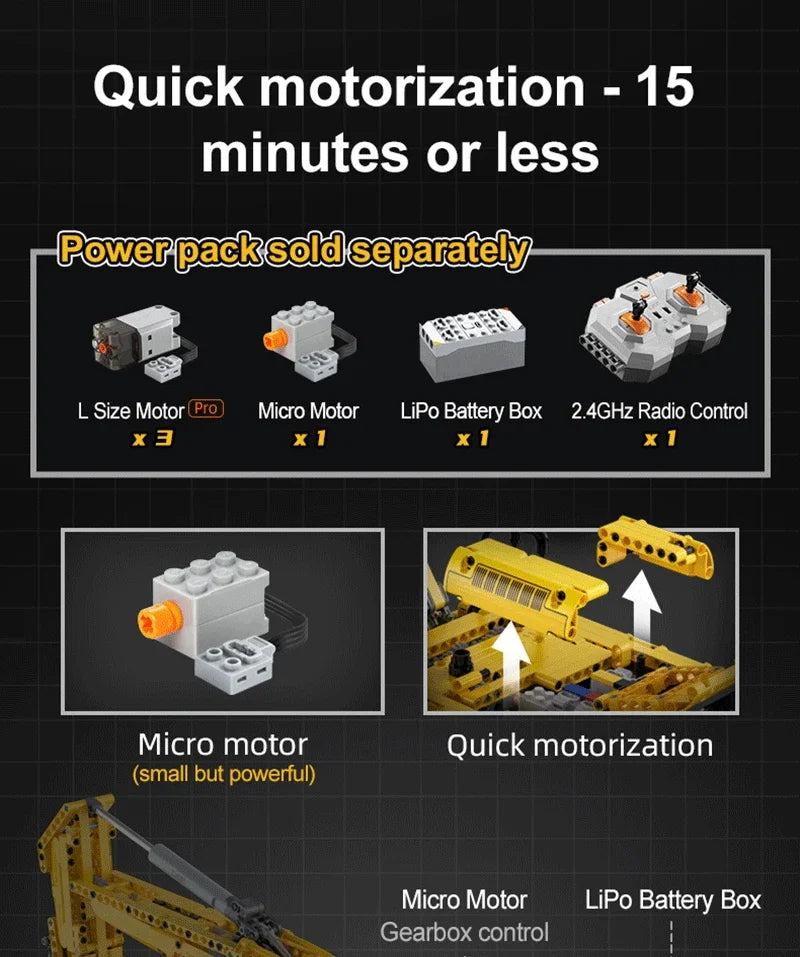 1702 Pz Cada 1:20 Città di Ingegneria di Controllo Remoto Auto FAI DA TE Modello Building Blocks RC Escavatore Mattoni Giocattoli Per I Bambini Regalo